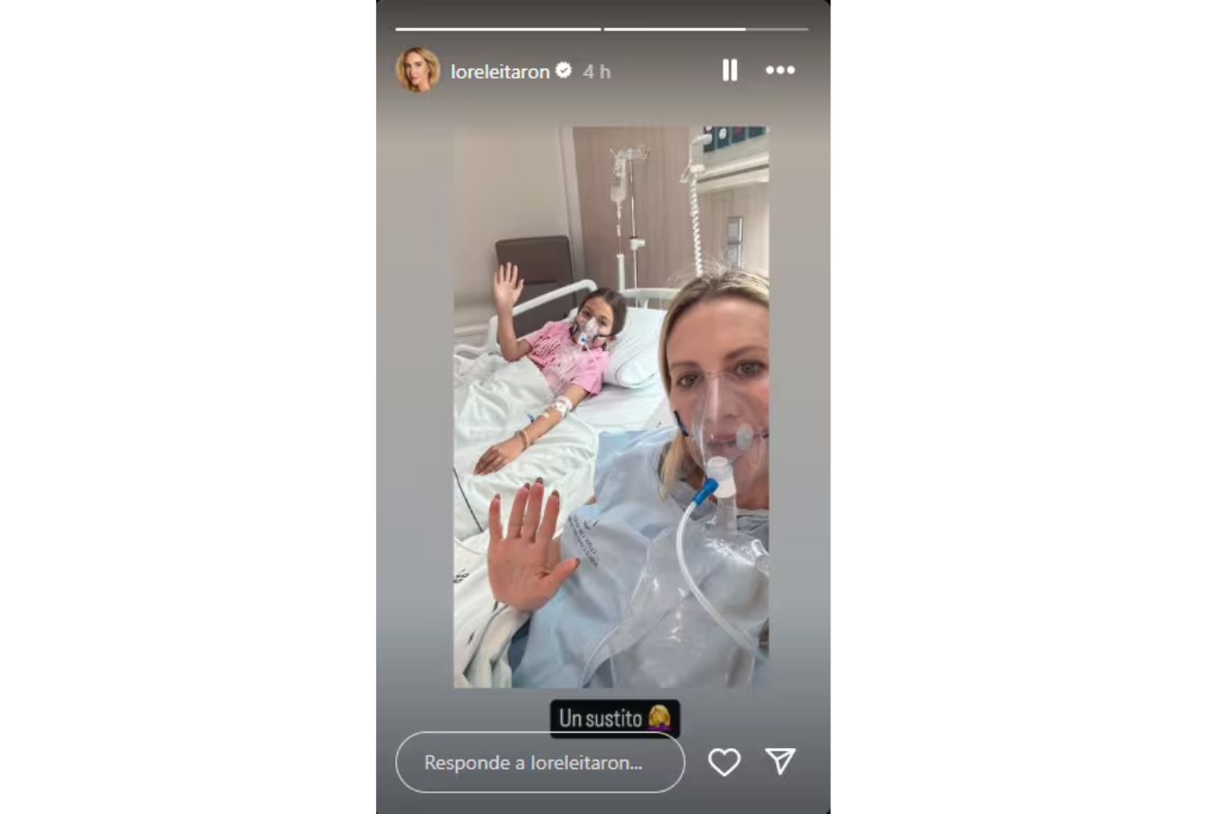 Lorelei Tarón compartió una historia en su cuenta de Instara de ella y su hija en el hospital.