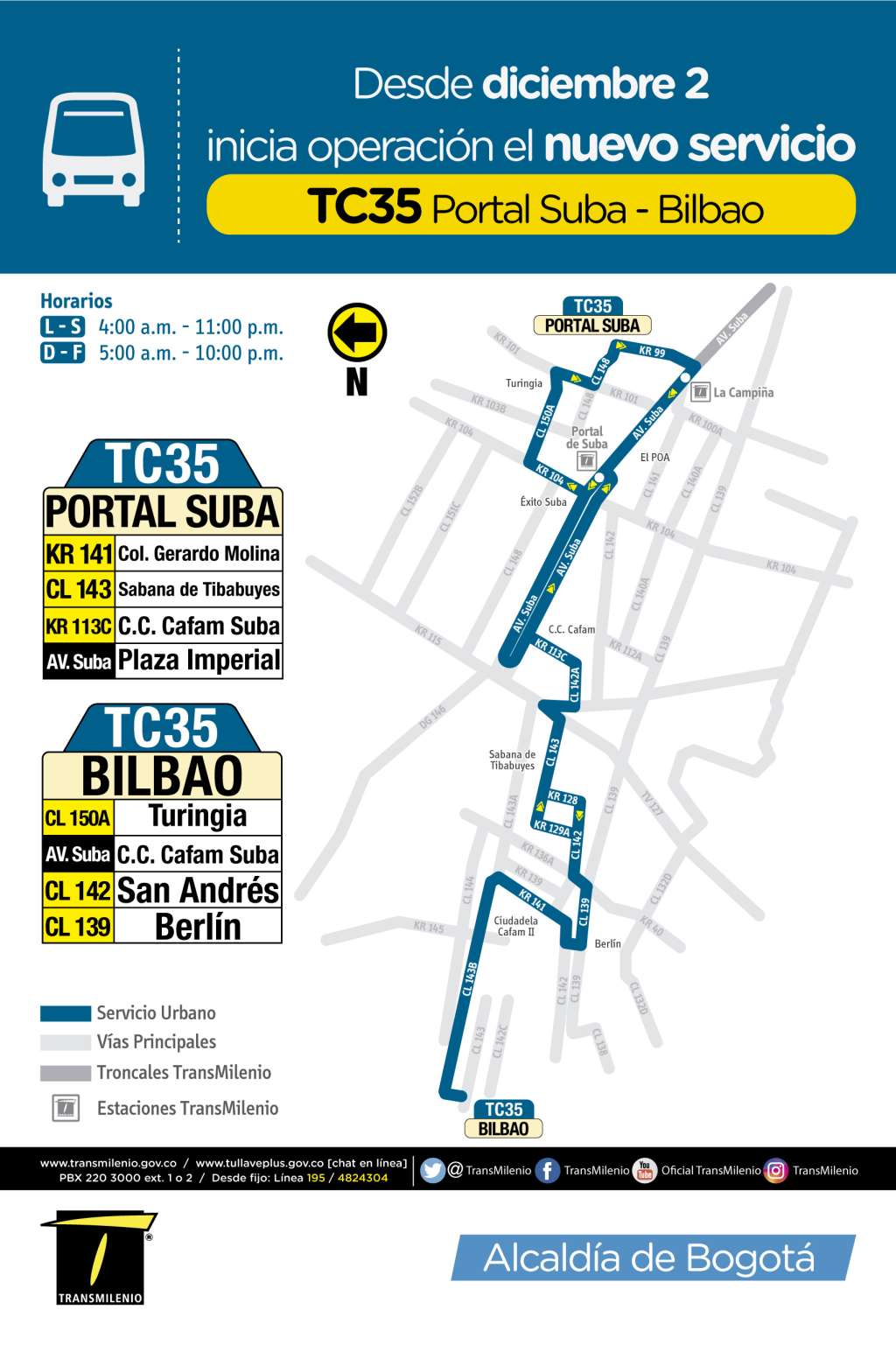 Ypor último el sistema unificólas rutas 344 Bilbao - Cantón yE23 Villa Gloria - Santa Bárbara, dejando una sola con el nombre de344 Cantón Norte Tibabuyes, cuyo recorrido principal será la avenida calle 127.