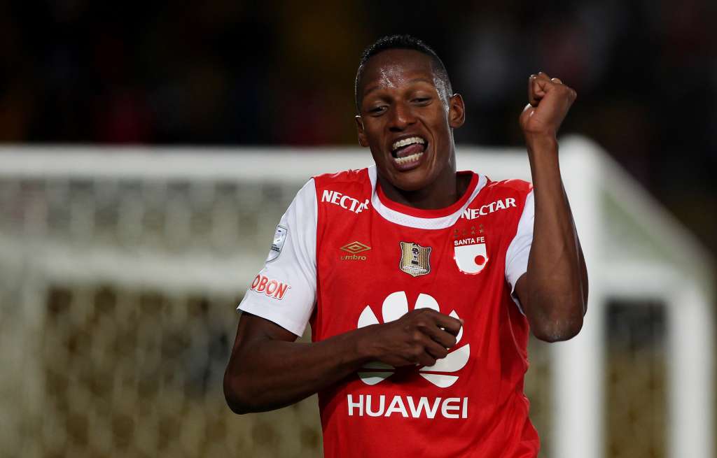 Yerry Mina en su etapa en Independiente Santa Fe. / EFE