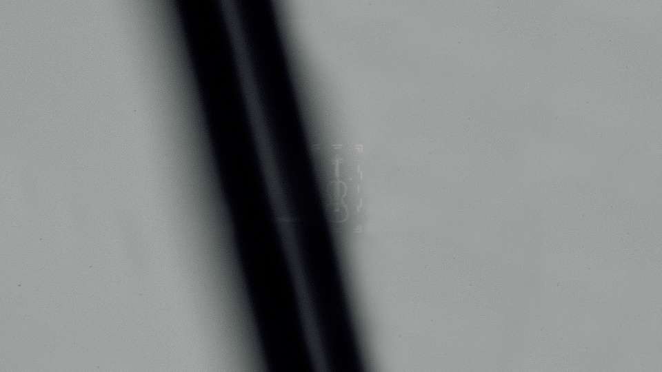 Esta es la imagen bajo el microscopio en el que se compara el tamaño de un cabello con el del violín.