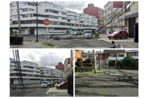 Vehículo tumbó varios postes de energía en barrio Quinta Paredes