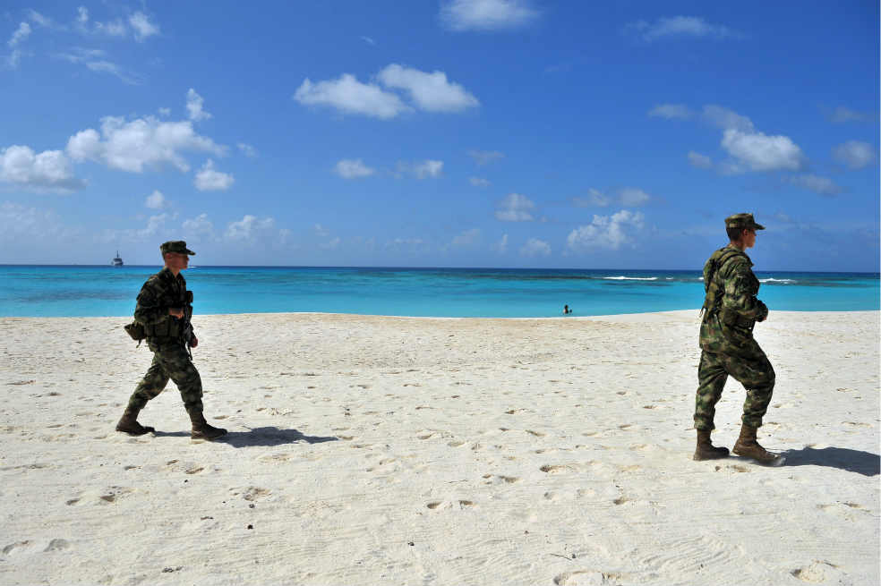 Actualmente, el cayo Serrana, desde el lunes rodeado por aguas nicaragüenses, es patrullado por 18 soldados colombianos. / Andrés Torres