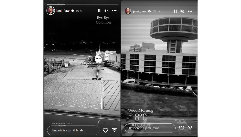Jamil Farah, novio de Carolina Cruz, se fue del país: “Bye bye Colombia”