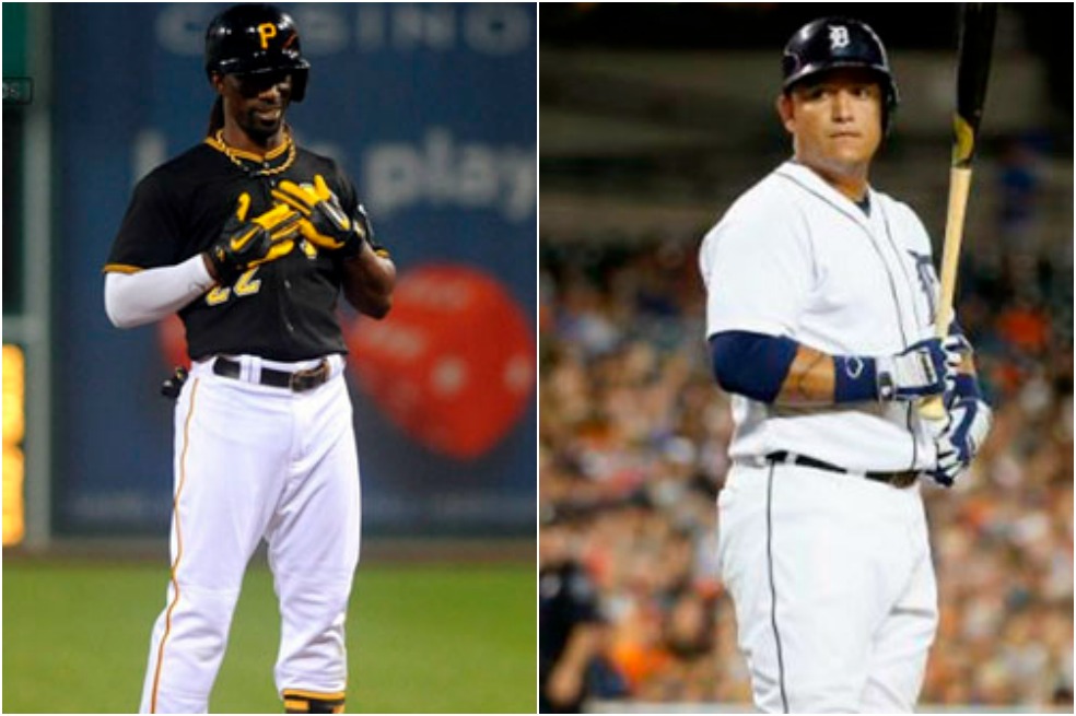 Andrew McCutchen y Miguel Cabrera. / AFP