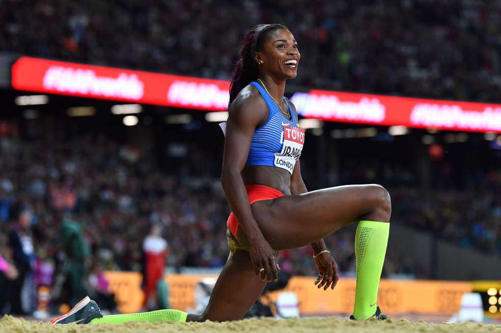 La sonrisa del atletismo, Caterine Ibargüen. Ayer logró la medalla de plata en el Mundial de Londres. / AFP