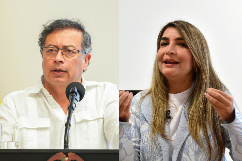 El presidente Gustavo Petro y la senadora conservadora Nadia Blel.