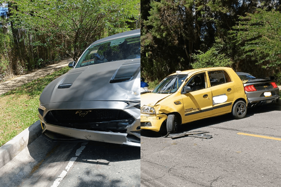 Esto costaría el Mustang que se estrelló con un taxi en vía de Antioquia
