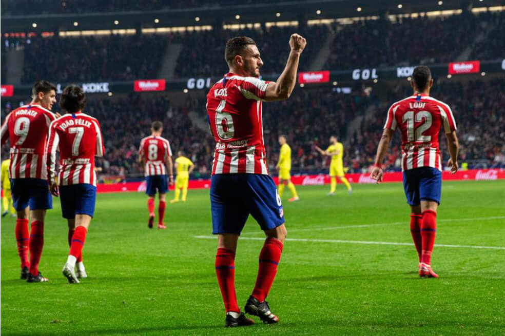 Koke celebrando el segundo gol del Atlético de Madrid sobre Villarreal. / EFE
