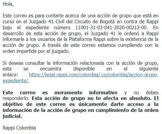 Correo de Rappi.