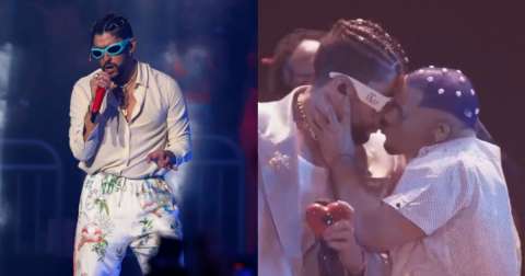 Video: con premio histórico y beso, Bad Bunny sorprendió en los MTV VMA 2022
