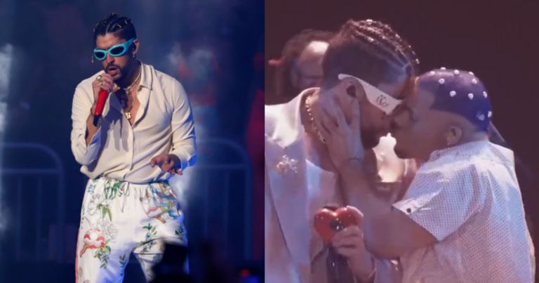 Video: con premio histórico y beso, Bad Bunny sorprendió en los MTV VMA 2022