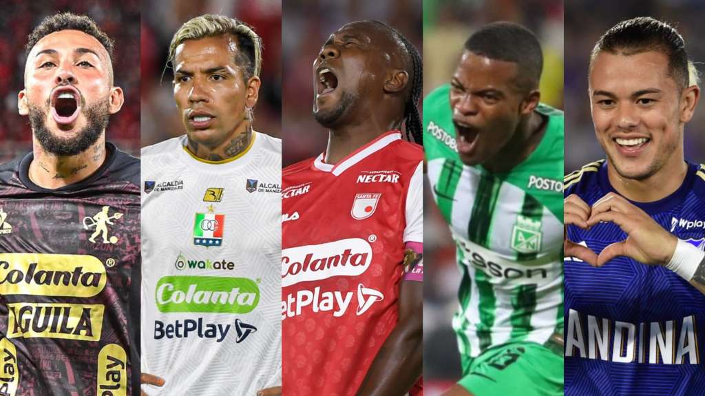 Duván Vergara de América, Dayro Moreno de Once Caldas, Hugo Rodallega de Santa Fe, Andrés Román de Nacional y Leonardo Castro de Millonarios.