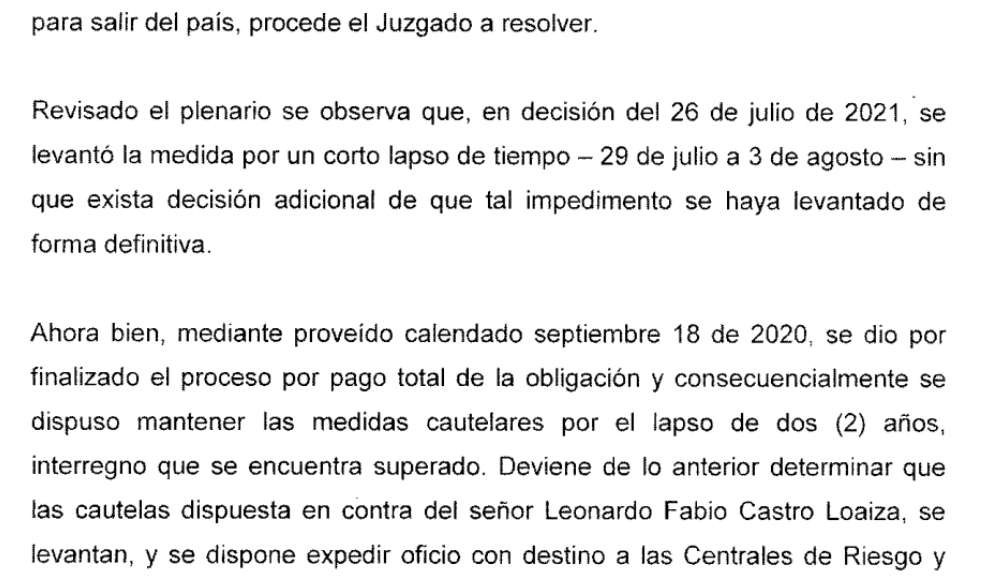 Pantallazo de la respuesta del juzgado a El Espectador.