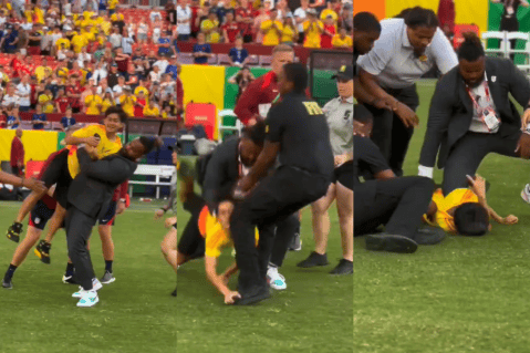 ¡Indignante! Golpean a niño que entró a la cancha en partido de la selección de Colombia