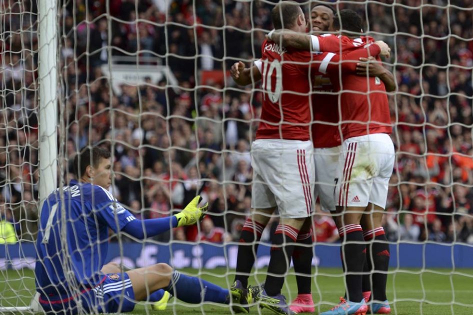 Wayne Rooney celebra el segundo tanto del Manchester United contra el Sunderland. Foto: AFP
