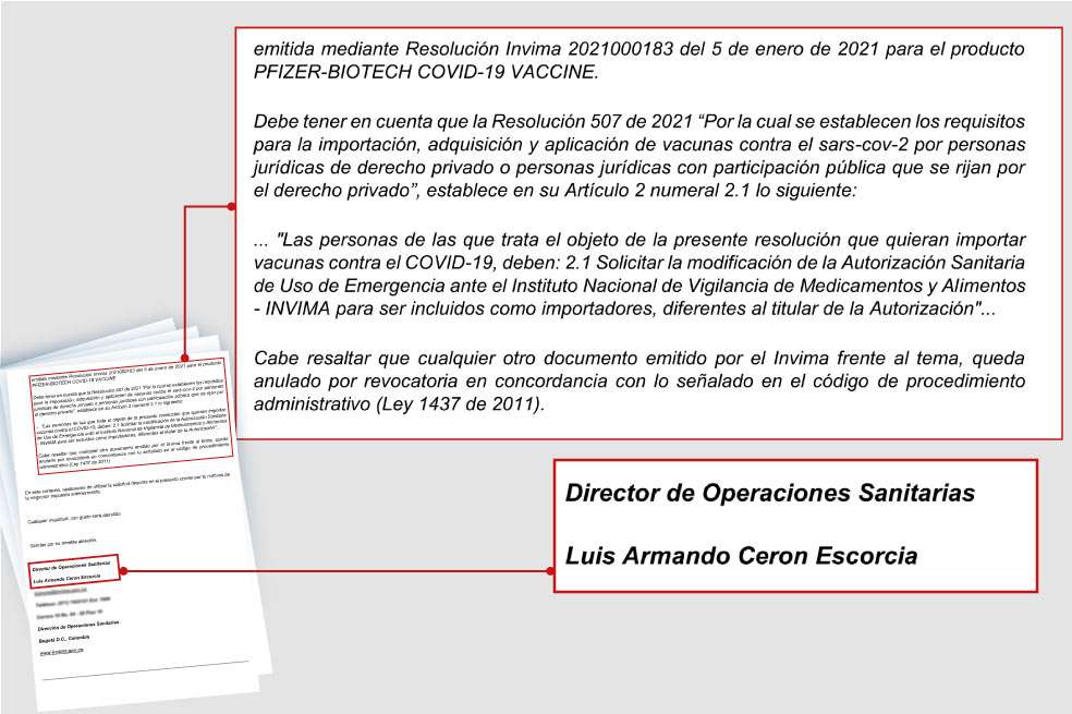 Copia del correo donde explican por qué frenaron la aprobación.