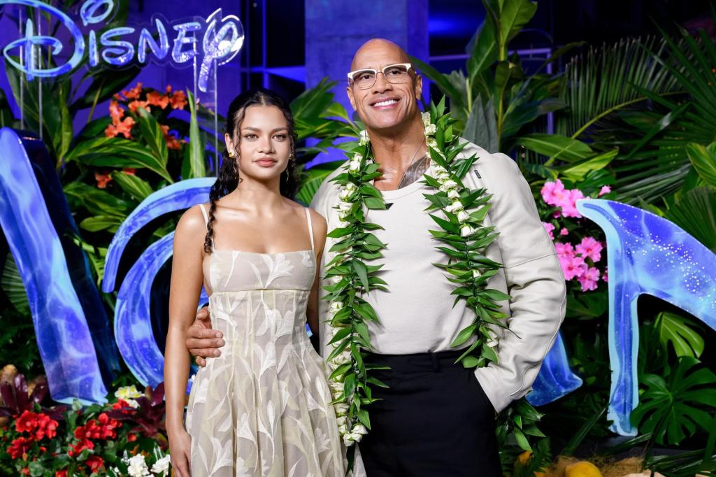 SYDNEY (Australia), 25/06/2026.- US actor Dwayne Johnson (R) and Australian actor Catherine Lagaʻaia (L) attend the premiere of 'Moana' in Sydney, Australia, 25 June 2026. The live-action movie is based on the 2016 Disney animated film of the same name. EFE/EPA/STEVEN MARKHAM AUSTRALIA AND NEW ZEALAND OUT
