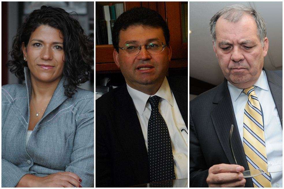 La abogada Mónica Roa, el saliente magistrado Humberto Sierra y el procurador Alejandro Ordóñez Maldonado.
