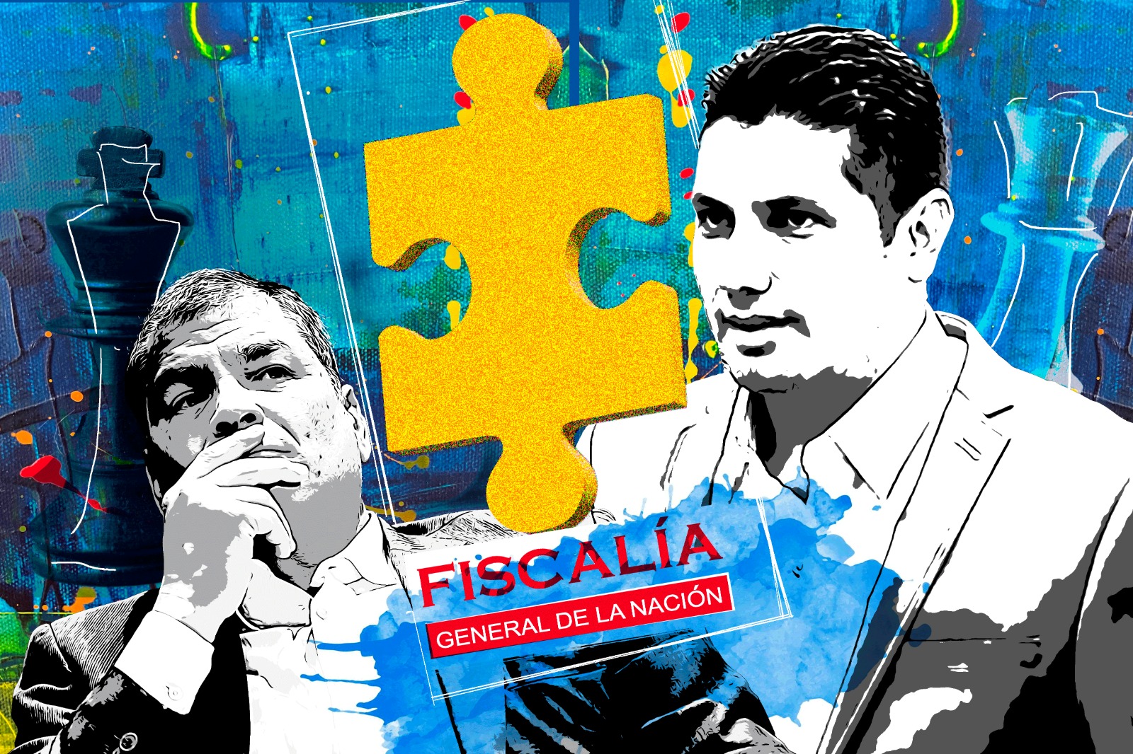 El expresidente Rafael Correa (izquierda) y Fernando Marcelo Balda (derecha)./Ilustración de William Niampira-El Espectador.