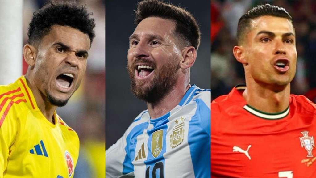 Luis Díaz, Lionel Messi y Cristiano Ronaldo