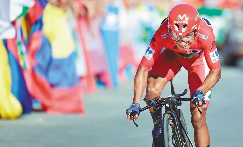 Nairo Quintana en la contrarreloj individual que se disputó este viernes. / EFE
