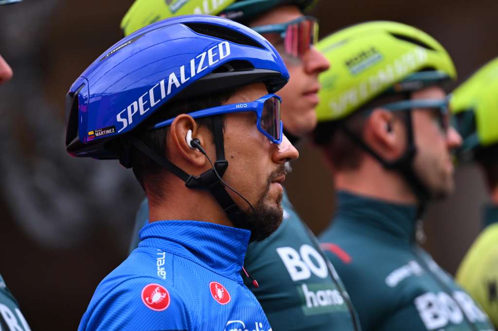 Acqui Terme (Italy), 07/05/2024.- Colombian rider Daniel Felipe Martinez of the team BORA - hansgrohe, looks on before the start of the third stage of the Giro d'Italia 2024, a 190km cycling race from Acqui Terme to Andora, Italy, 07 May 2024. (Ciclismo, Italia) EFE/EPA/IVAN BENEDETTO