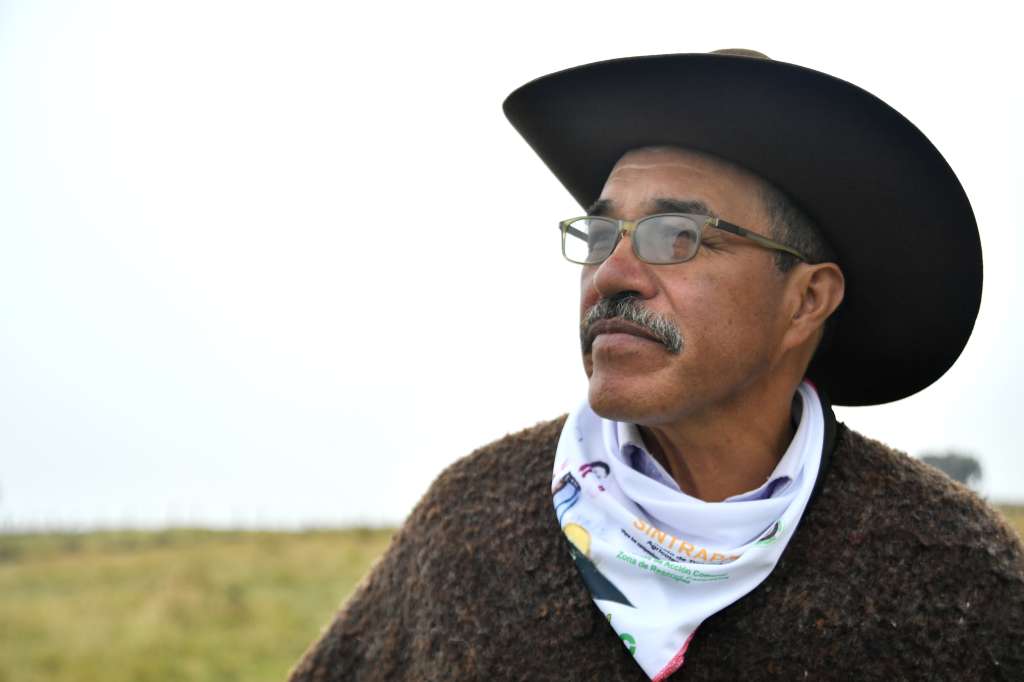 Misael Baquero, líder histórico del Sumapaz, durante el acto de entrega de la zona de reserva campesina a la comunidad.