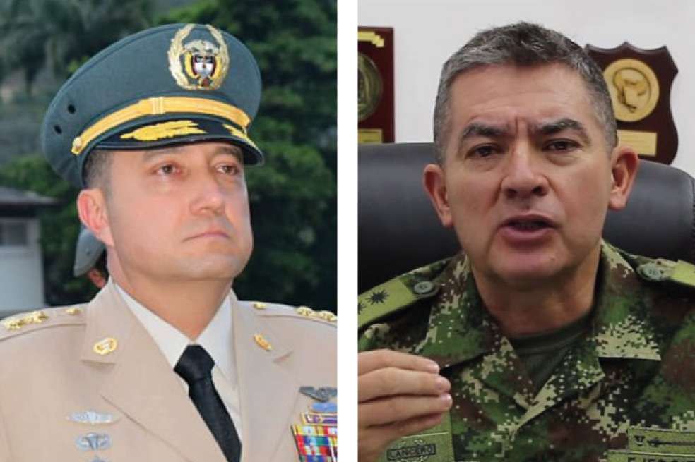 Los generales Diego Villegas Muñoz (izq.) y Marcos Evangelista Pinto. / Fotos: Ejército (izq.) y tomada de Youtube