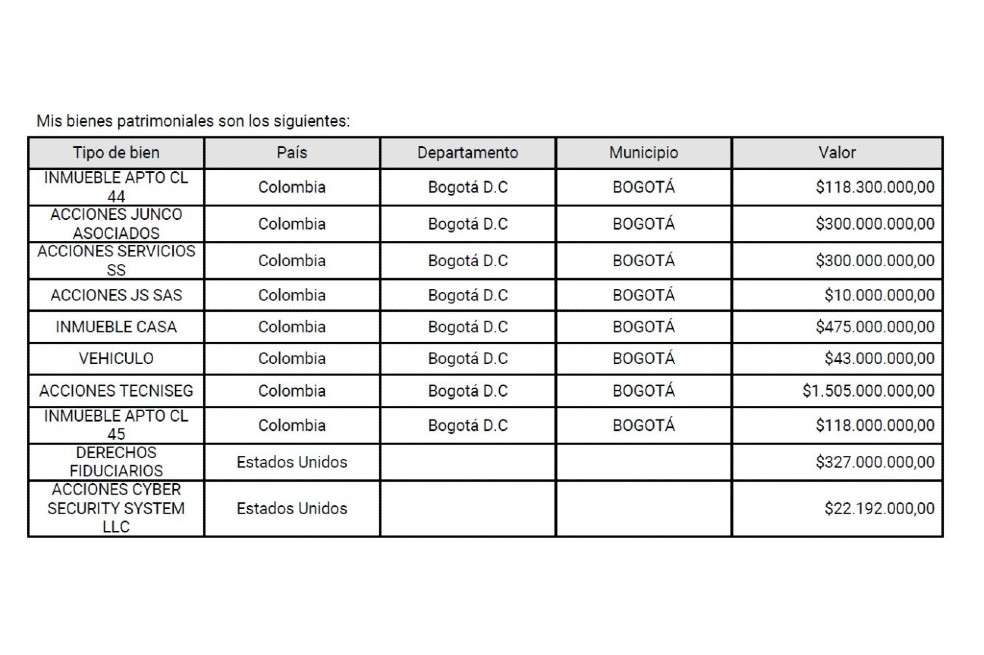 Este es el listado de bienes patrimoniales modificado por Lisandro Junco ante Función Pública el 22 de octubre de 2021. A diferencia de la del 4 de septiembre, ahora sí se declara a Cyber Security Company, constituida en Delaware.