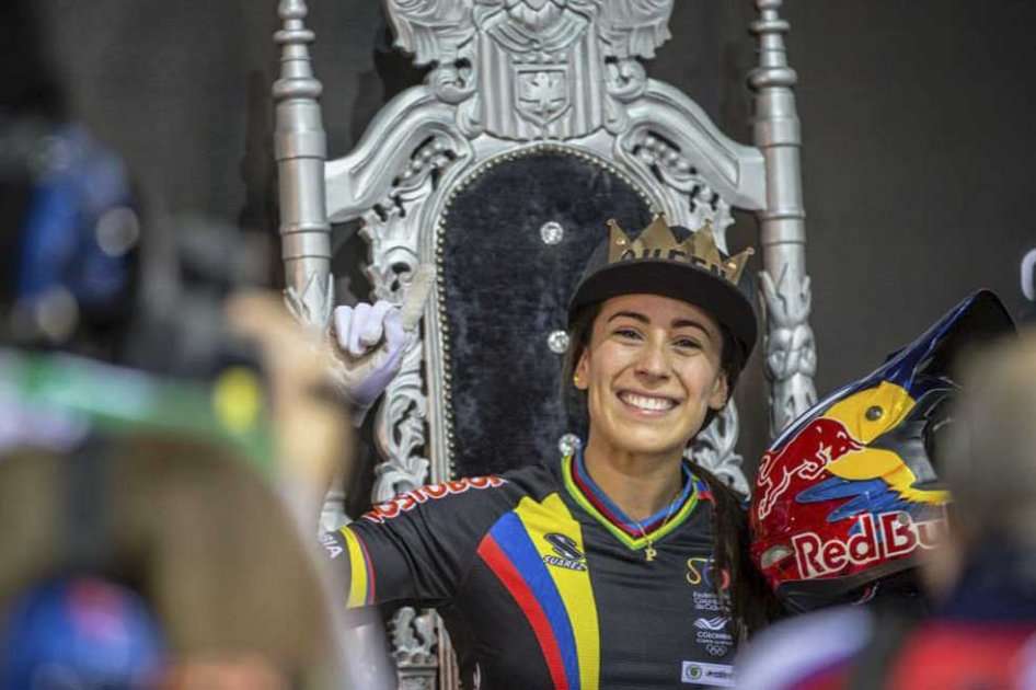 Mariana Pajón oro en la contrarreloj de la Copa Mundo BMX. Foto. UCI BMX Supercross