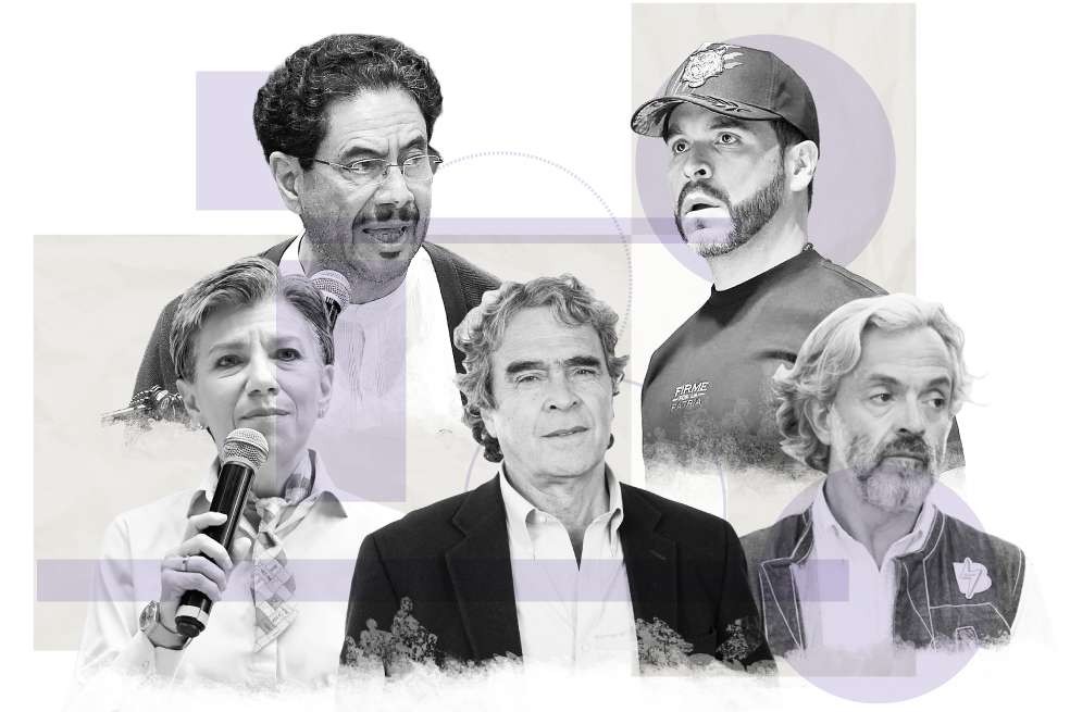 Iván Cepeda, Abelardo de la Espriella, Claudia López, Sergio Fajardo y Juan Daniel Oviedo.