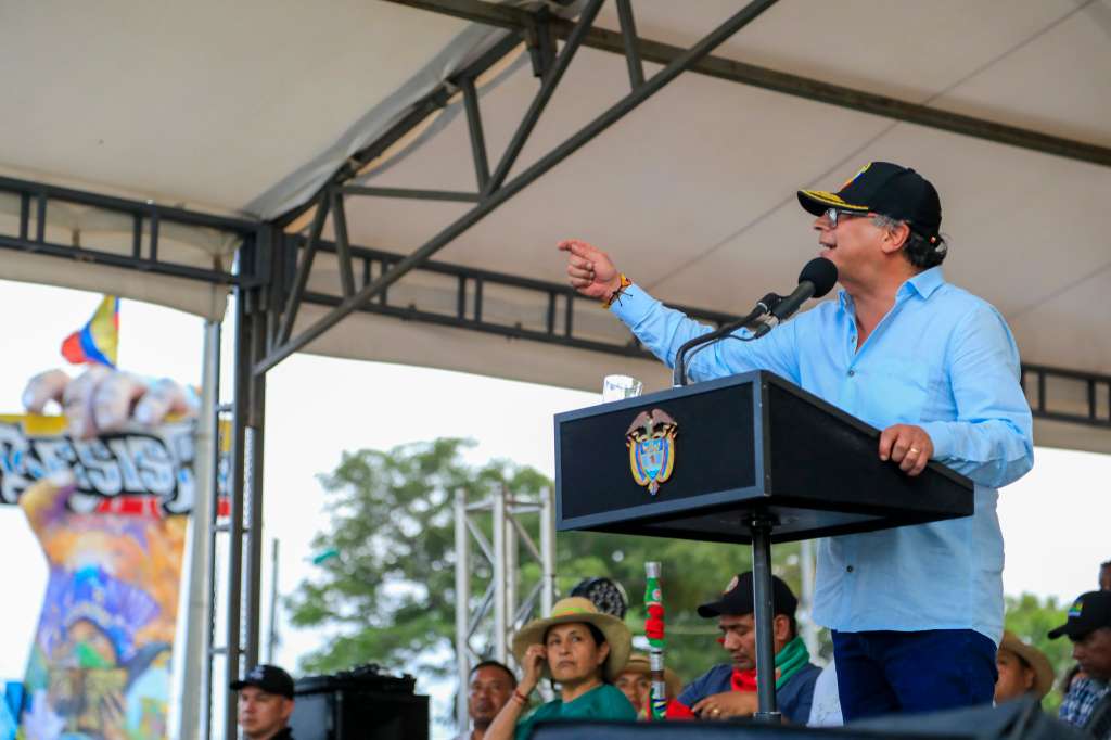 El presidente Gustavo Petro durante encuentro en Cali, este 15 de marzo de 2024.
