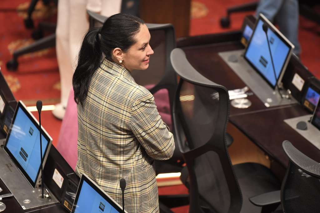 La representante del Pacto Histórico María del Mar Pizarro, autora de la proposición por la cual la Cámara acogió el texto de Senado de la pensional.
