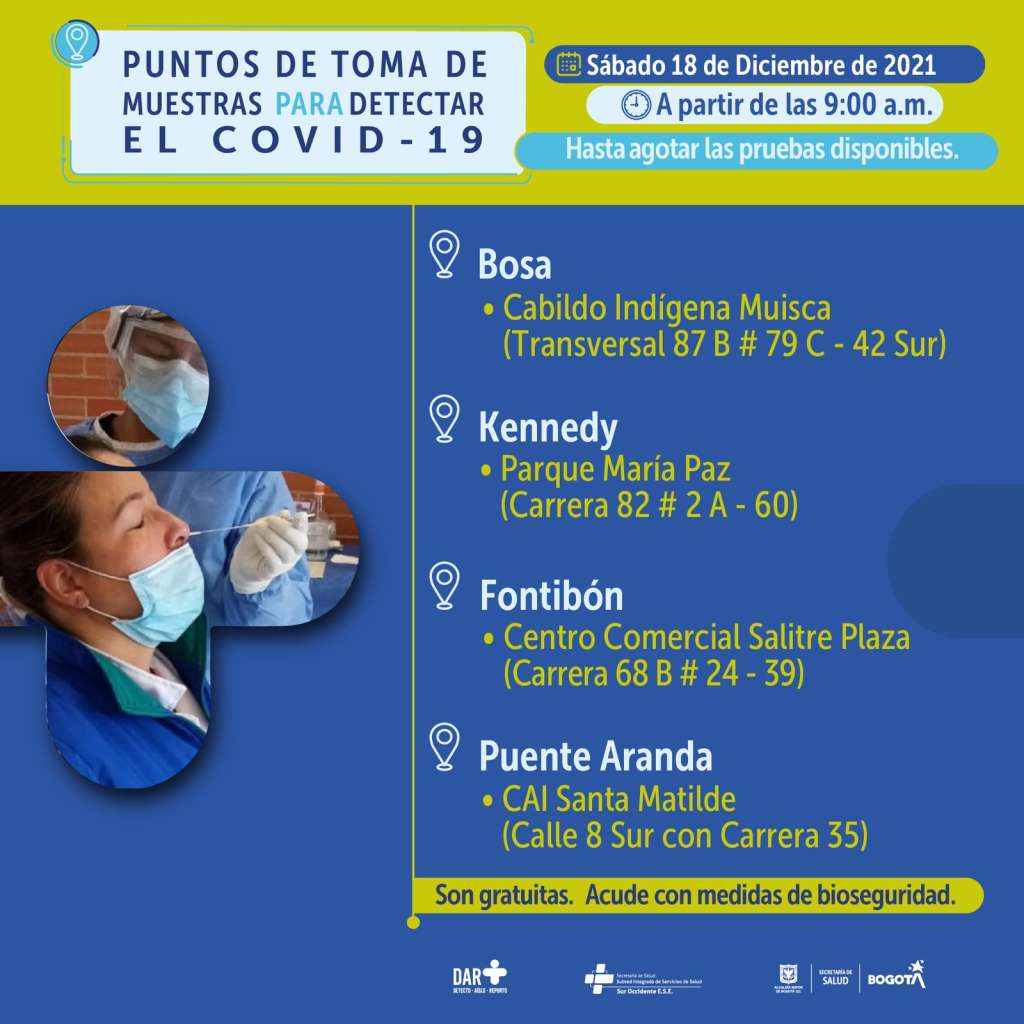 Puntos de atención para realizar la prueba covid-19 gratis.
