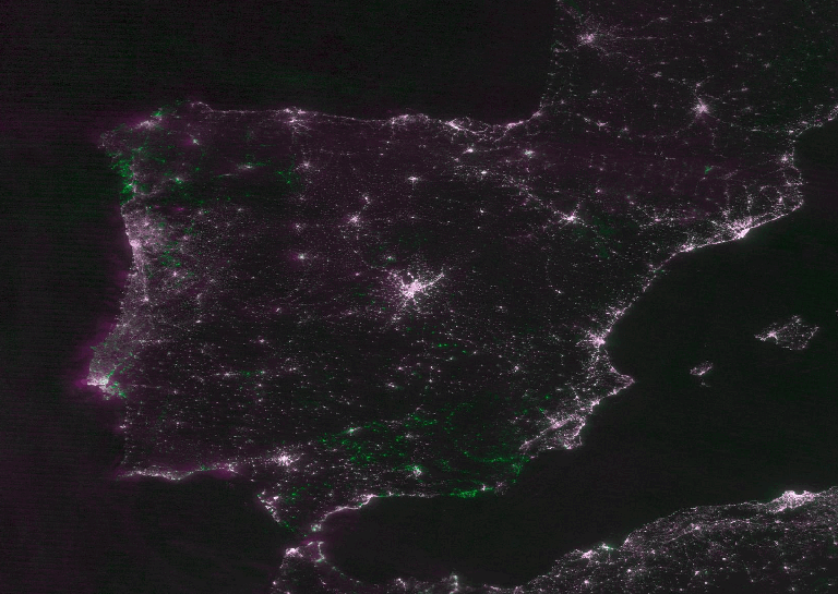 Así se vio desde el espacio el reciente apagón masivo de España y Portugal