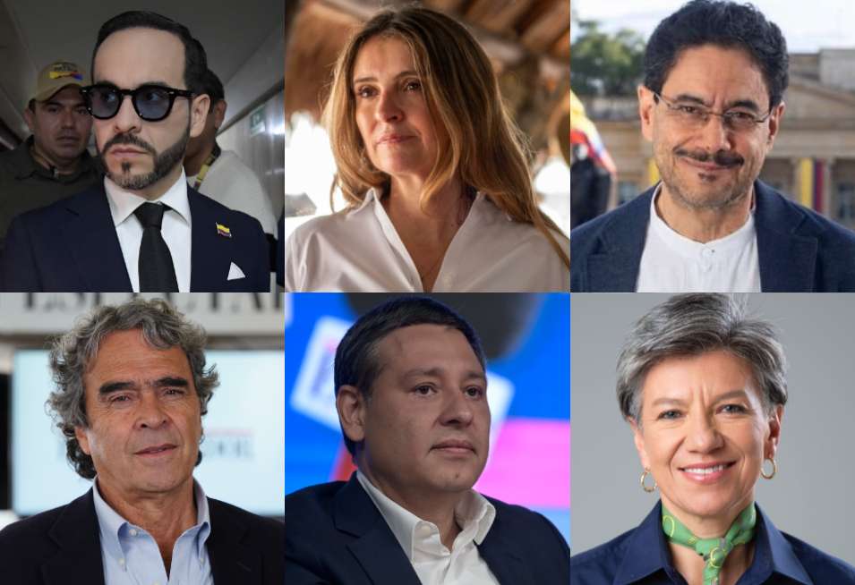 Abelardo de la Espriella, Paloma Valencia, Iván Cepeda, Sergio Fajardo, Mauricio Lizcano y Claudia López.