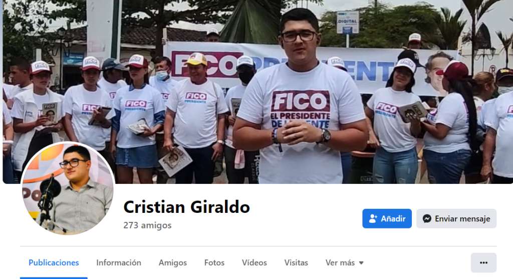 Cristian Giraldo se presenta como coordinador y enlace juvenil de la campaña de Fico Gutiérrez en Risaralda.