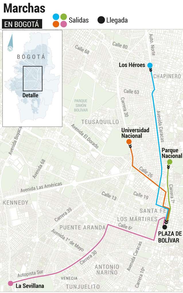 Infografía marchas Paro Nacional 21 de octubre