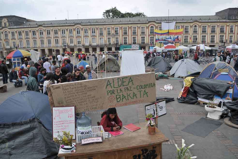 La Aldea Bacatá ayer, horas antes de la manifestación de respaldo al gobierno de la Bogotá Humana. /Gustavo Torrijos