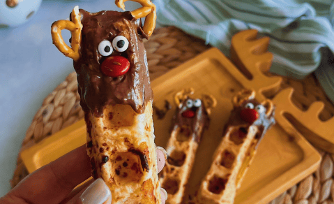 Receta para hace “waffles” de reno en esta Navidad
