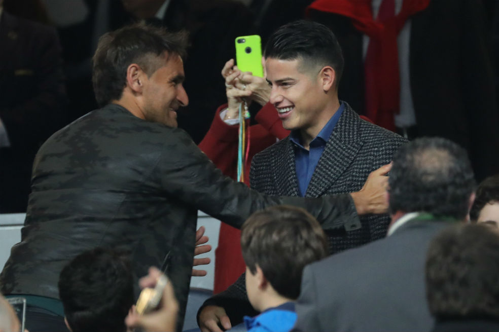 James Rodríguez estuvo en la final de la Copa Libertadores que se jugó en el Santiago Bernabéu. / EFE