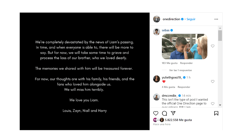 One Direction rompe el silencio tras la muerte de Liam Payne: “Devastados”