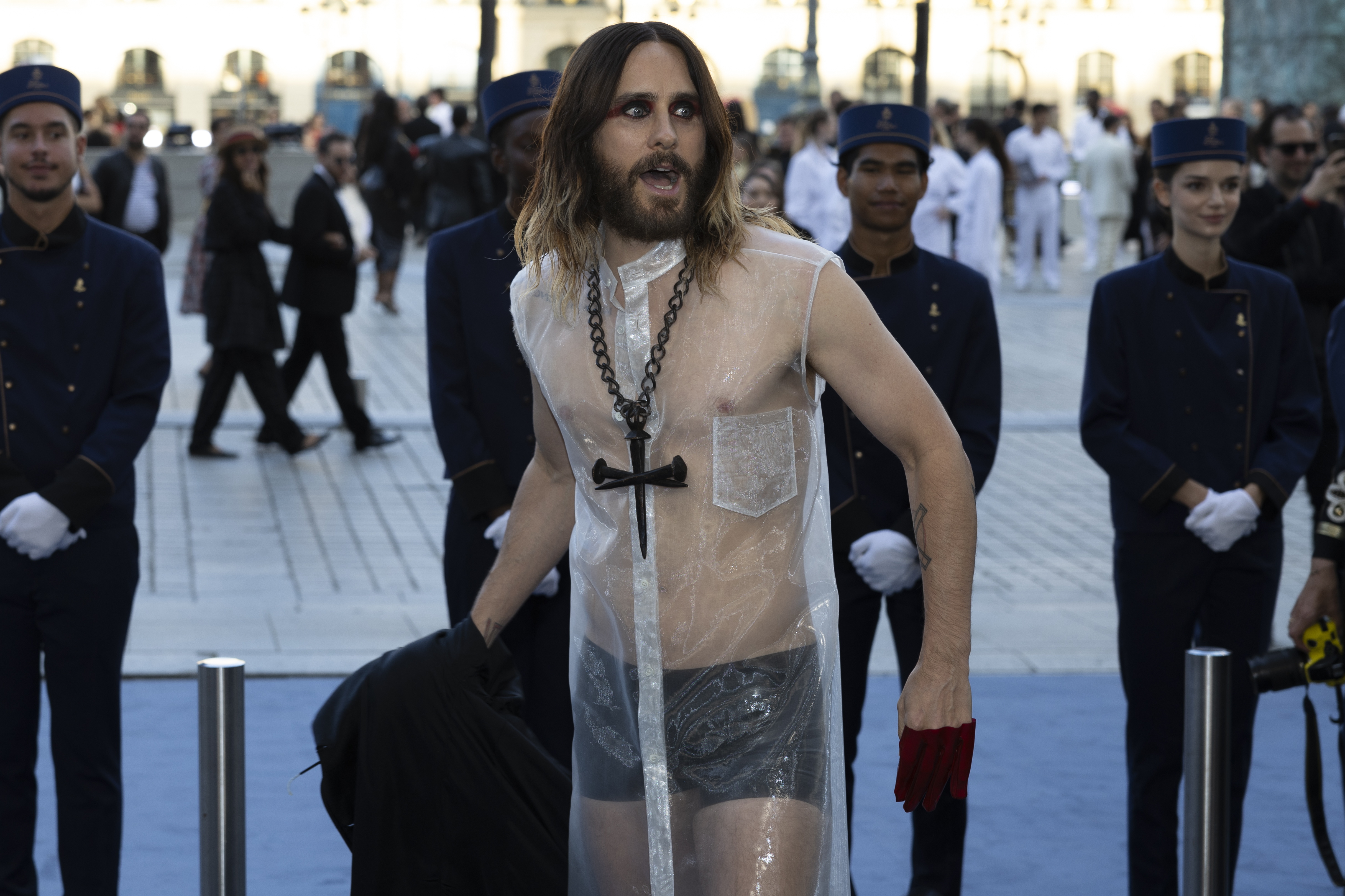 Paris (France), 23/06/2024.- US actor Jared Leto poses for a picture during the Vogue World Photocall in Paris, France, 23 June 2024. The presentation of the Men'Äôs collections runs from 18 to 23 June. (Moda, Francia) EFE/EPA/ANDRE PAIN