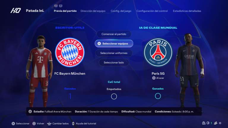 Menú anterior antes de un partido en el nuevo EA Sports FC 26.