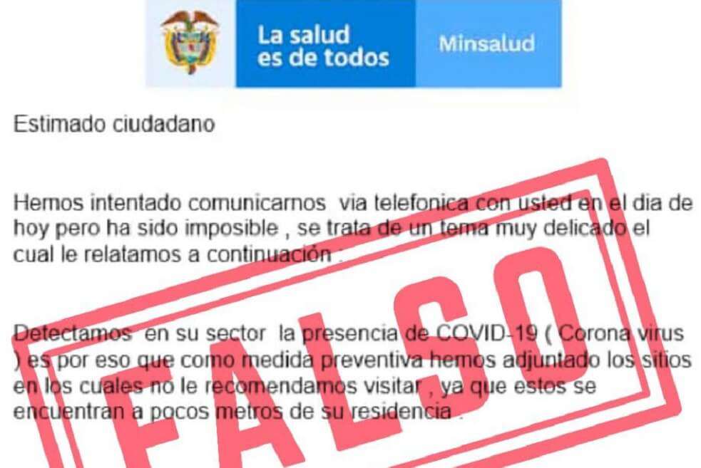 Imagen con información falsa sobre el coronavirus está circulando por redes sociales. / Tomada de Twitter