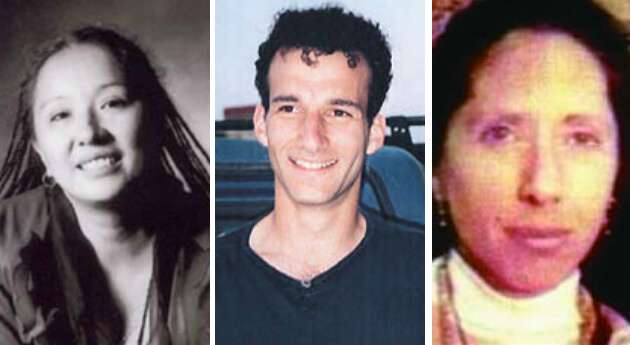 Ingrid Washinawatok, Terence Freitas y Larry Gay Lahe. / Archivo particular.