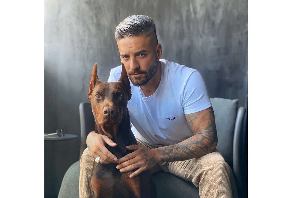 A través de sus redes sociales, el cantante contó que fue mordido en la cara por su perro Buda.