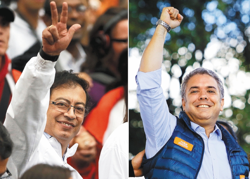 Gustavo Petro e Iván Duque, mano a mano entre la izquierda y la derecha por la Presidencia de la República. / AP