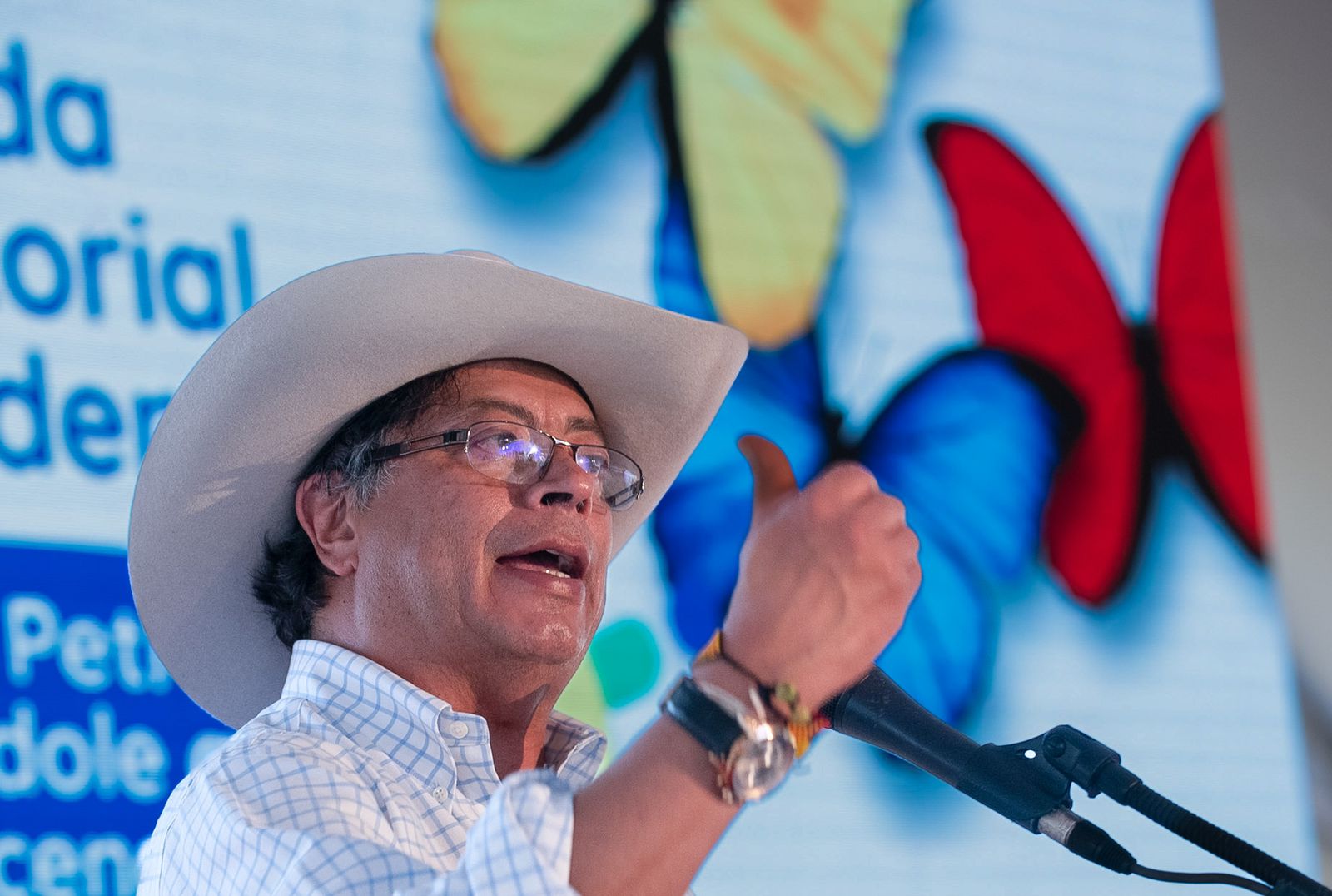 El presidente Gustavo Petro en su visita este miércoles a Villavicencio.