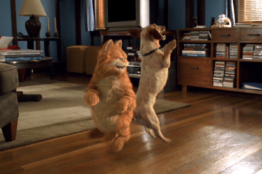 Odie no tenía diálogos en la película, por lo que no tuvo que ser animado.